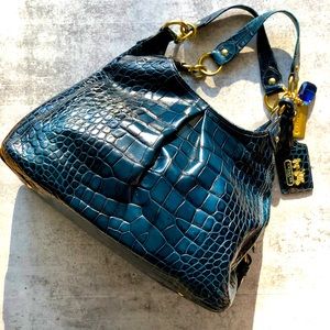 Maggie Madison Embossed Exotic Blue Leather Bag